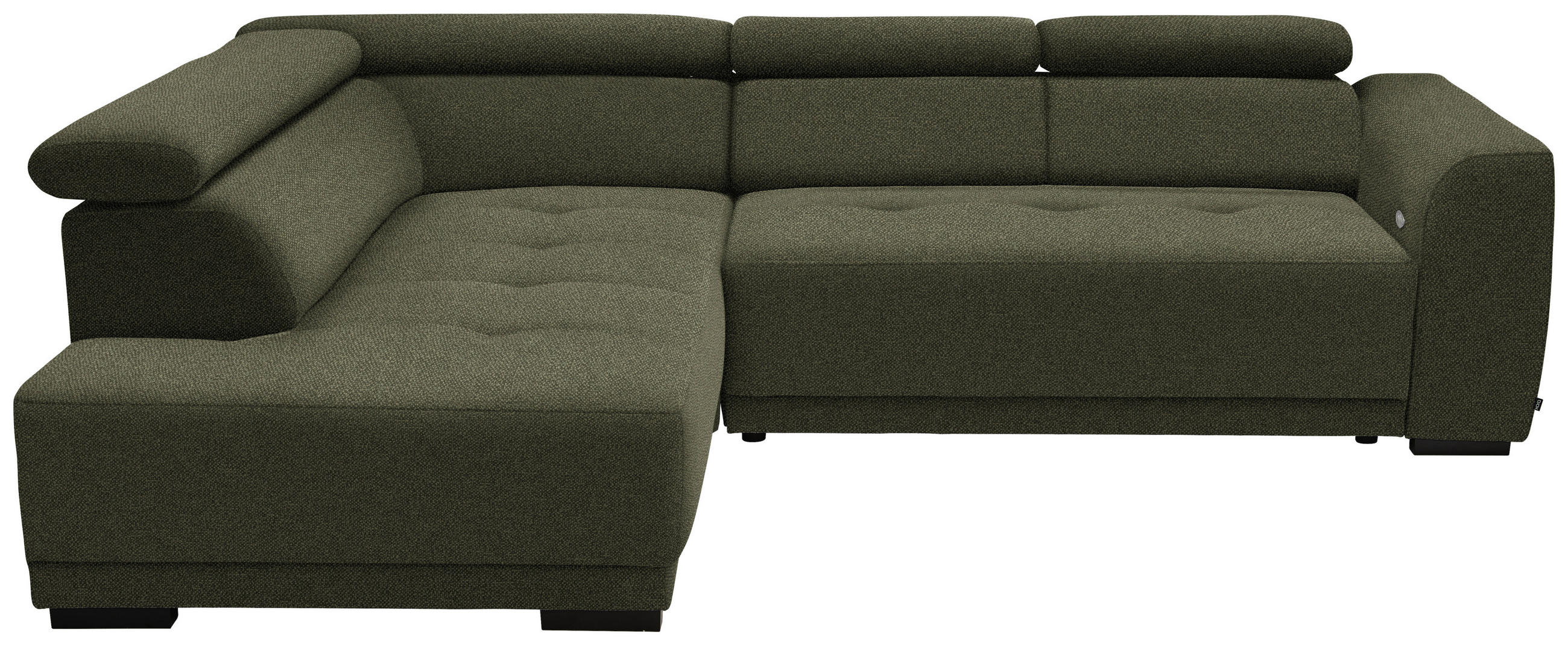 ECKSOFA in Struktur Olivgrün  - Schwarz/Olivgrün, Design, Kunststoff/Textil (205/284cm) - MID.YOU
