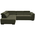 ECKSOFA in Struktur Olivgrün  205/284 cm  - Schwarz/Olivgrün, Design, Kunststoff/Textil (205/284cm) - Xora