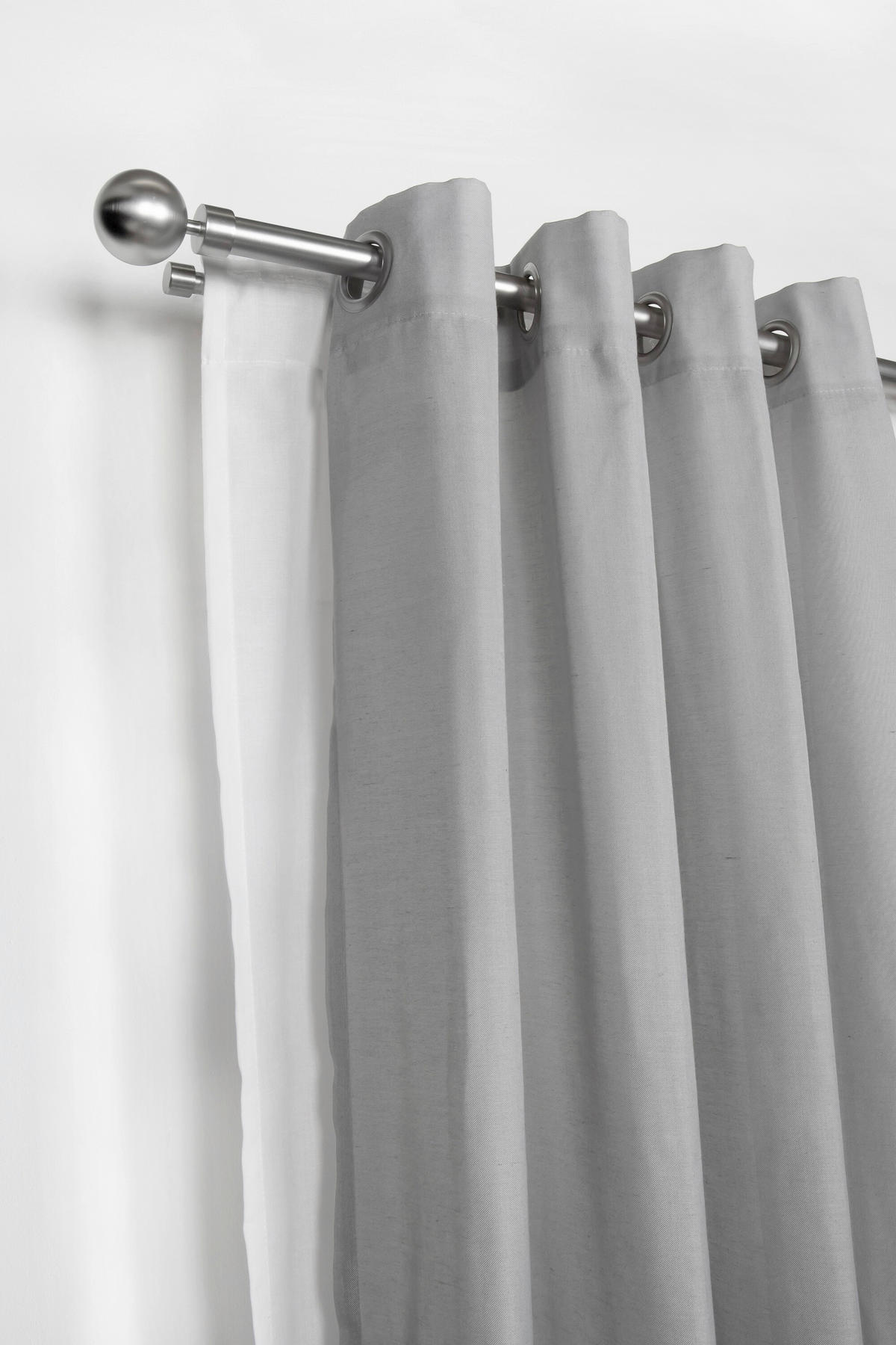 VORHANGSTANGENSET  190 cm  - Grau Hochglanz, Basics, Metall (190cm)