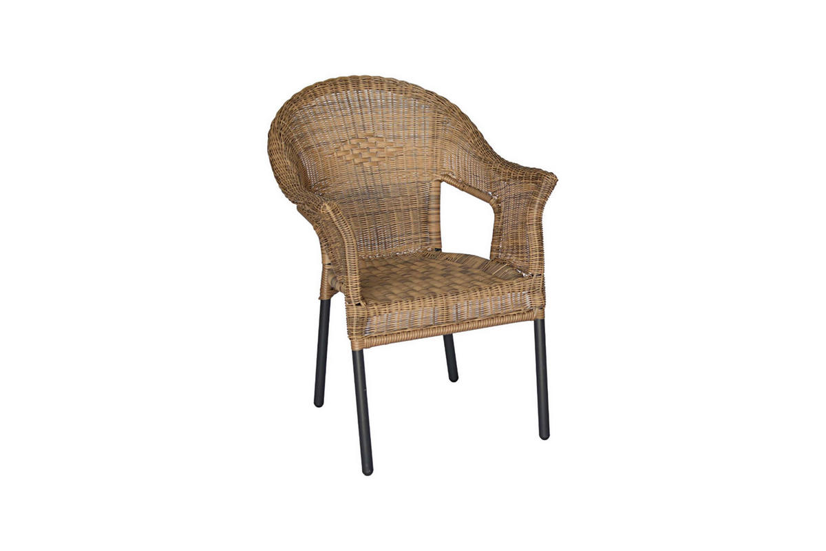 GARTENTISCHGRUPPE  - Beige/Graphitfarben, KONVENTIONELL, Glas/Kunststoff - Gardenson