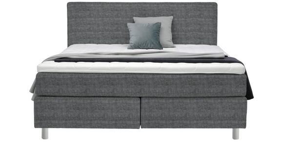 BOXSPRINGBETT 180/200 cm  in Dunkelgrau  - Chromfarben/Dunkelgrau, KONVENTIONELL, Kunststoff/Textil (180/200cm) - Voleo