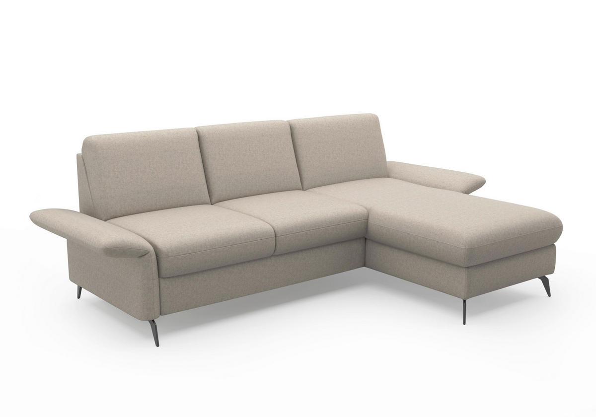 ECKSOFA ROCHELLE E Taupe Flachgewebe  - Taupe/Schwarz, KONVENTIONELL, Textil/Metall (251/164cm) - Sit & More
