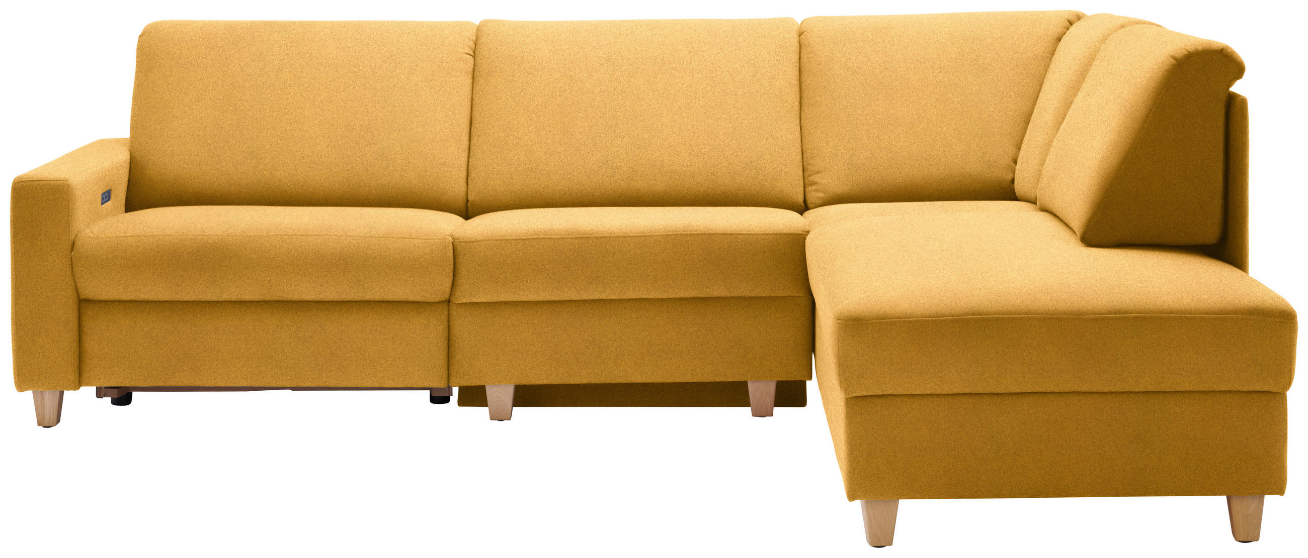 ECKSOFA in Flachgewebe Senfgelb  261/203 cm  - Eichefarben/Senfgelb, KONVENTIONELL, Holz/Textil (261/203cm) - Sedda