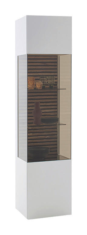 VITRINE  in massiv Kerneiche Weiß, Eichefarben - Eichefarben/Anthrazit, Design, Glas/Holz (48/205/44cm) - Schöner Wohnen