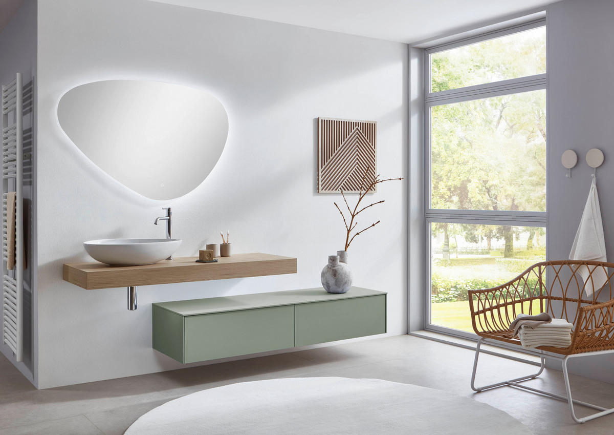 BADEZIMMER 6-teilig  in 162 cm  - Eichefarben/Olivgrün, MODERN, Keramik/Holzwerkstoff (162cm) - Celina Home