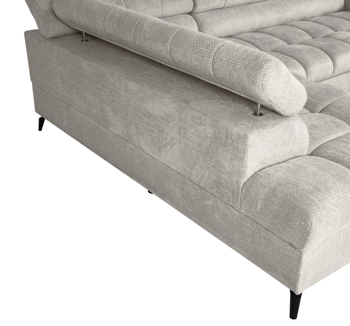 ECKSOFA VOLF Hellgrau Flachgewebe  - Hellgrau/Schwarz, Trend, Kunststoff/Textil (203/261cm) - Livetastic