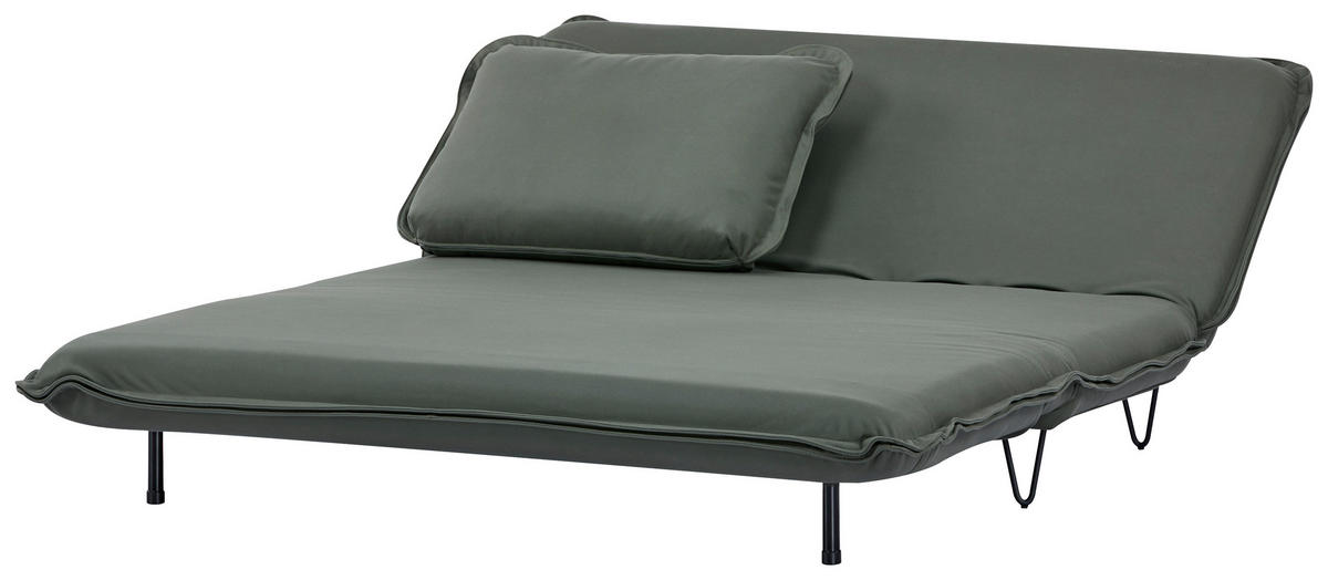 SCHLAFSOFA Webstoff Grün, Taupe  - Taupe/Schwarz, Design, Textil/Metall (152/82/92cm) - Livetastic