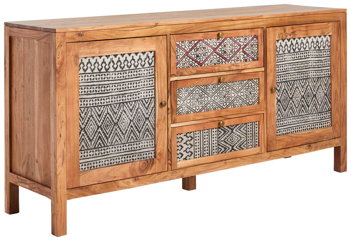 KOMODA, barve akacije  - barve akacije/barve medenine, Trendi, kovina/tekstil (160/78/42cm) - Livetastic