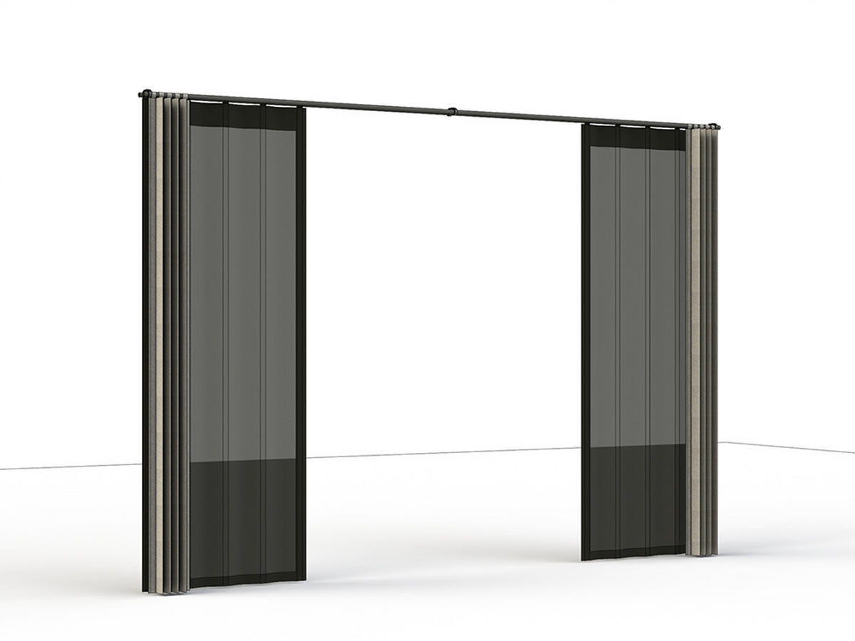 PAVILLON-VORHANGSET 300/210/0,5 cm   - Anthrazit/Silberfarben, Basics, Textil/Metall (300/210/0,5cm) - Siena Garden