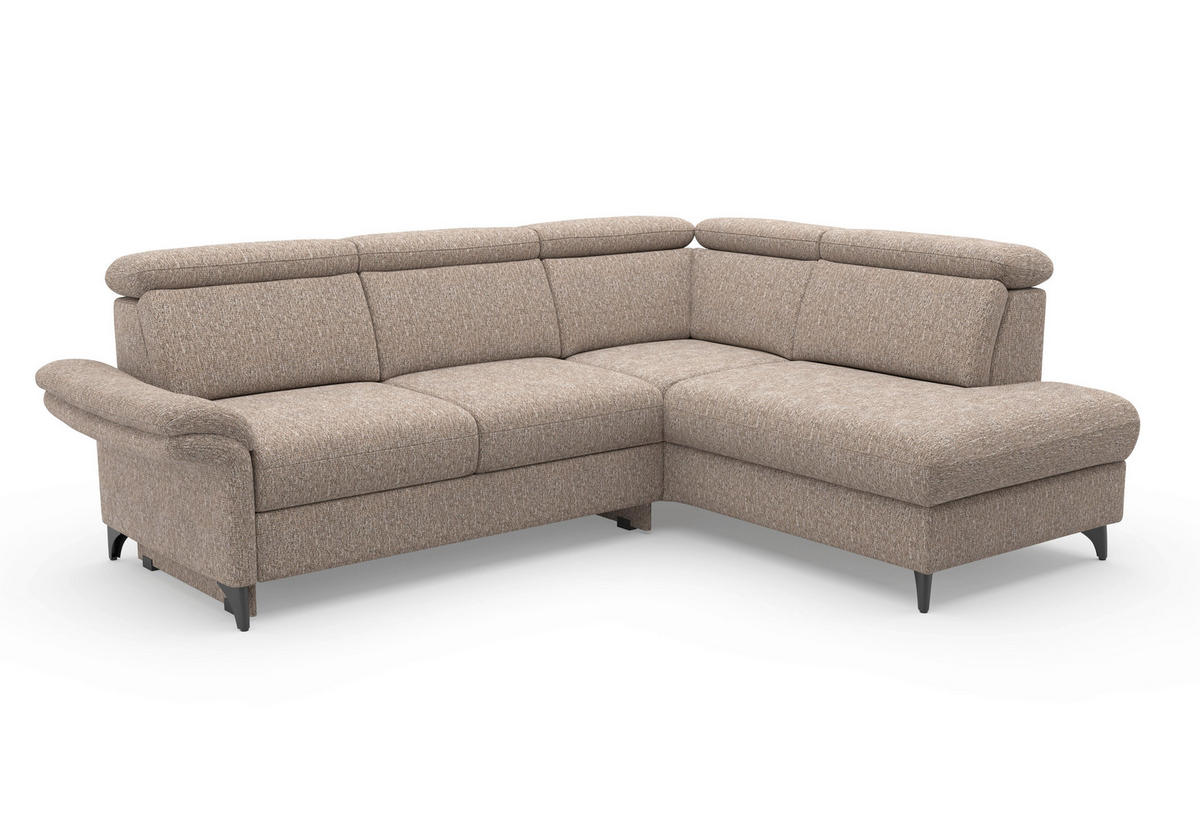 ECKSOFA GLENDALE E Cappuccino Chenille  - Schwarz/Cappuccino, KONVENTIONELL, Textil/Metall (247/193cm) - Sit & More