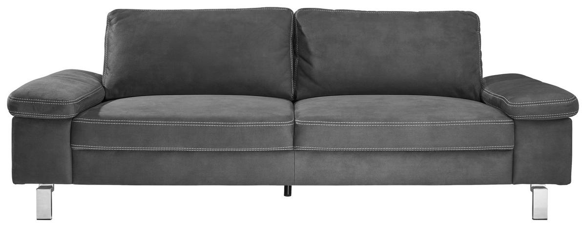 3-SITZER-SOFA Mikrofaser Anthrazit  - Chromfarben/Anthrazit, Design, Textil/Metall (234/86/97cm) - Hom`in