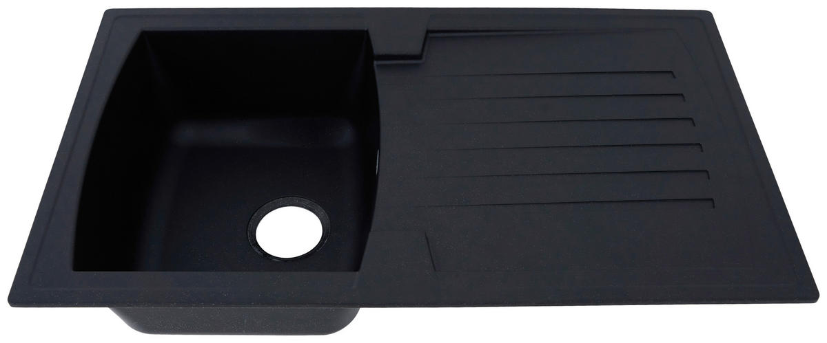 SPÜLE 1712BOSTON86X50S  - Schwarz, Trend, Glas/Kunststoff (86/20/50cm) - Respekta