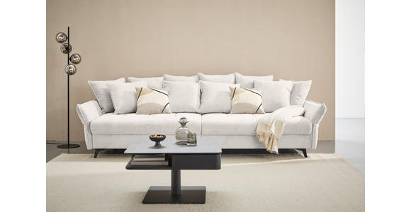 BIGSOFA  in Webstoff Weiß  - Schwarz/Weiß, KONVENTIONELL, Textil/Metall (282/94/127cm) - Ambia Home