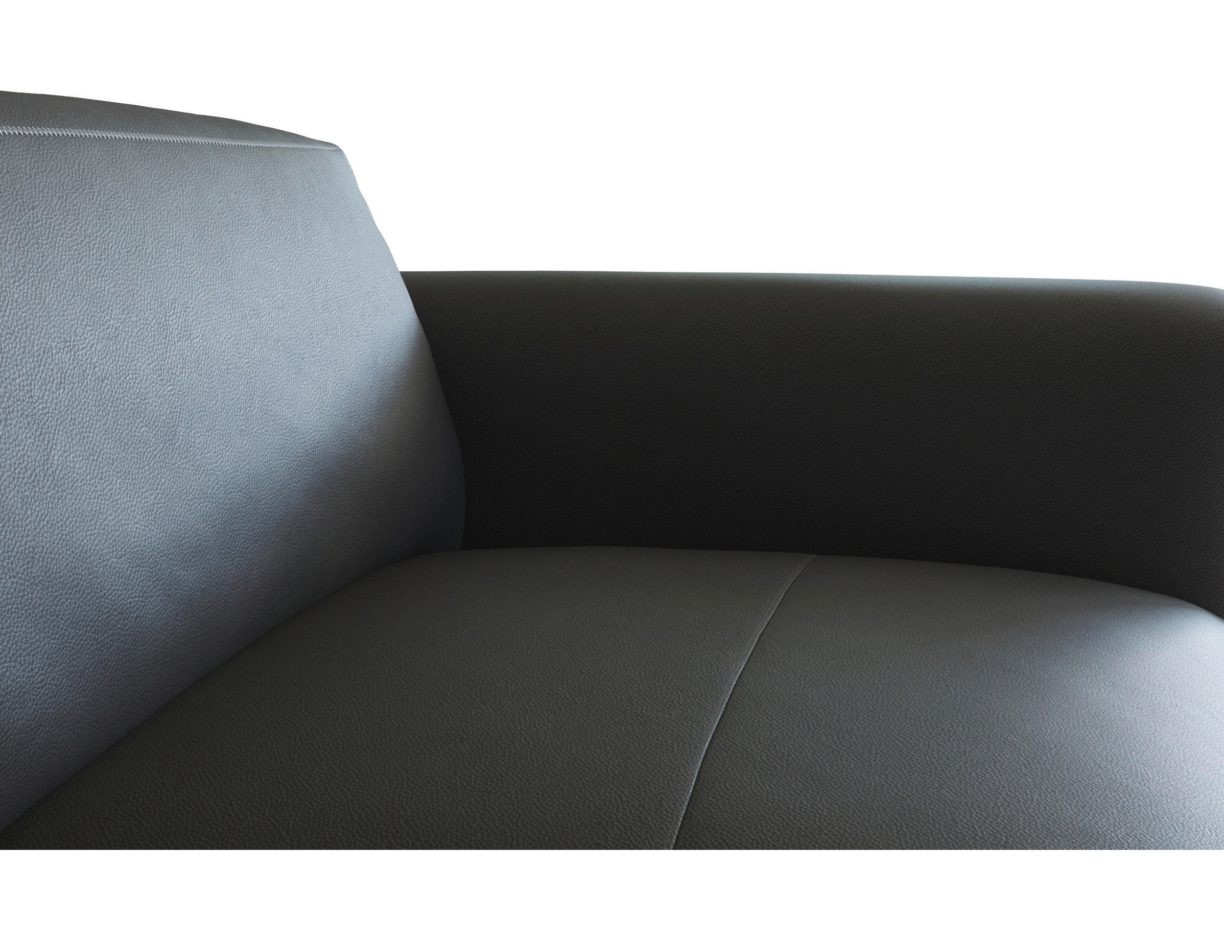 2,5-SITZER Schwarz Echtleder  - Schwarz, Design, Leder/Holz (219/73/102cm) - Livetastic