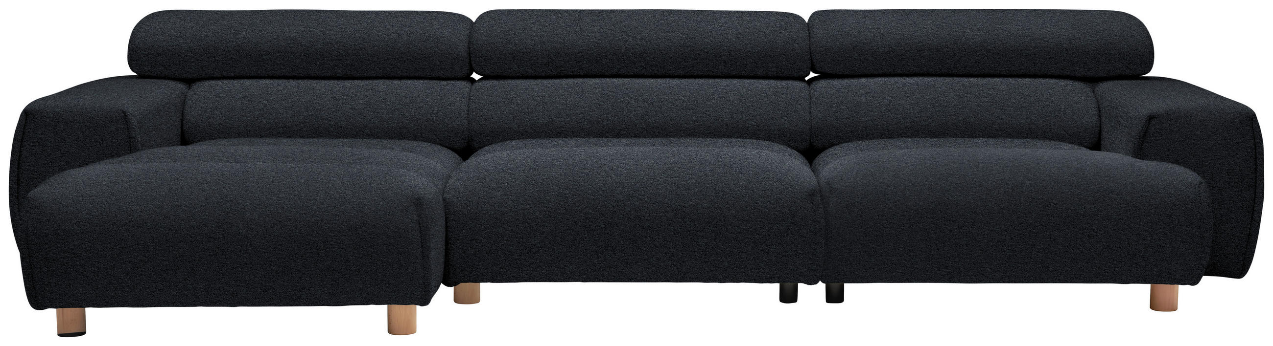 ECKSOFA in Velours Anthrazit  - Anthrazit, Natur, Holz/Textil (150/329cm) - Lomoco