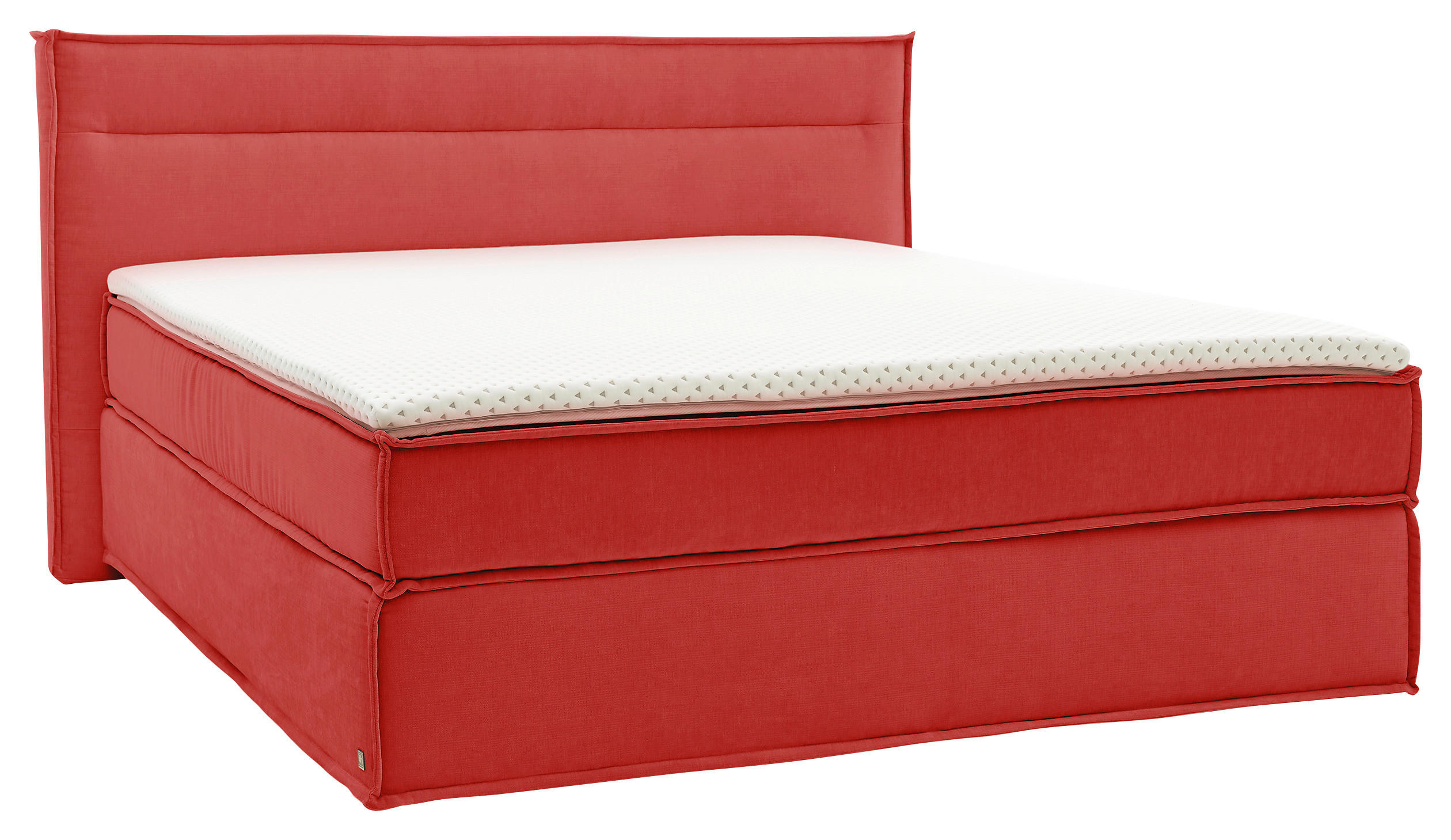 BOXSPRINGBETT 200/200 cm,  in Rot, Topper, H2 + H4 = mittel + sehr fest  - Rot/Schwarz, Design, Textil (200/200cm) - Musterring