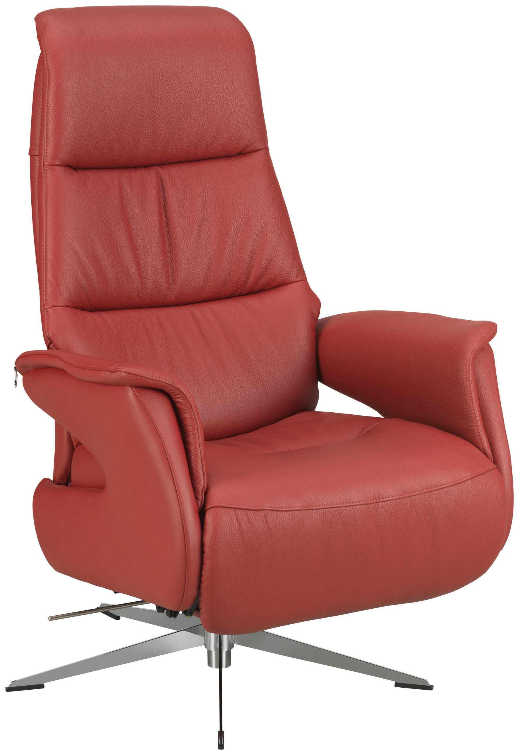 RELAXFÅTÖLJ i läder röd  - röd/kromfärg, Design, metall/läder (74/108/86cm) - Livetastic
