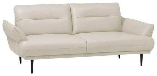 2-SITZER-SOFA Weiß Echtleder  - Schwarz/Weiß, Design, Leder/Holz (183/85/96cm) - Livetastic