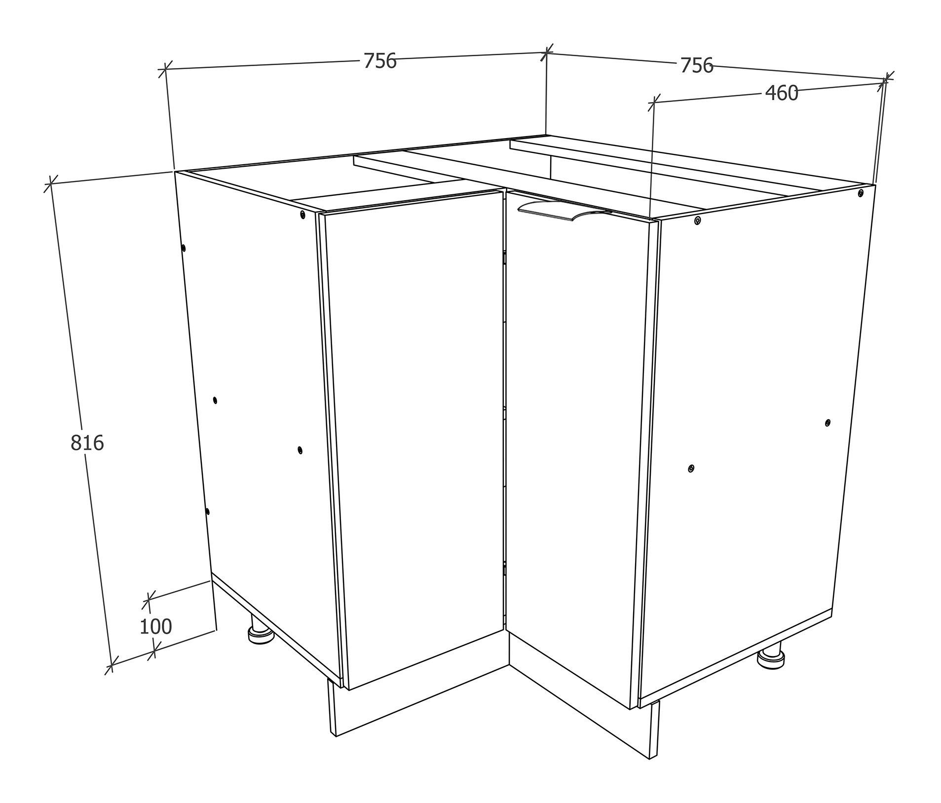 ECKUNTERSCHRANK 76/93/76 cm  - Weiss/Schwarz, Trend, Holzwerkstoff/Kunststoff (76/93/76cm) - MID.YOU