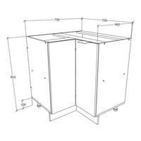 ECKUNTERSCHRANK 76/93/76 cm  in Weiß  - Schwarz/Weiß, Trend, Holzwerkstoff/Kunststoff (76/93/76cm) - MID.YOU
