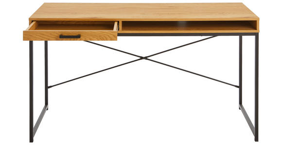 SCHREIBTISCH 140/58/76 cm  in Wildeiche  - Wildeiche/Schwarz, MODERN, Holzwerkstoff/Metall (140/58/76cm) - Carryhome