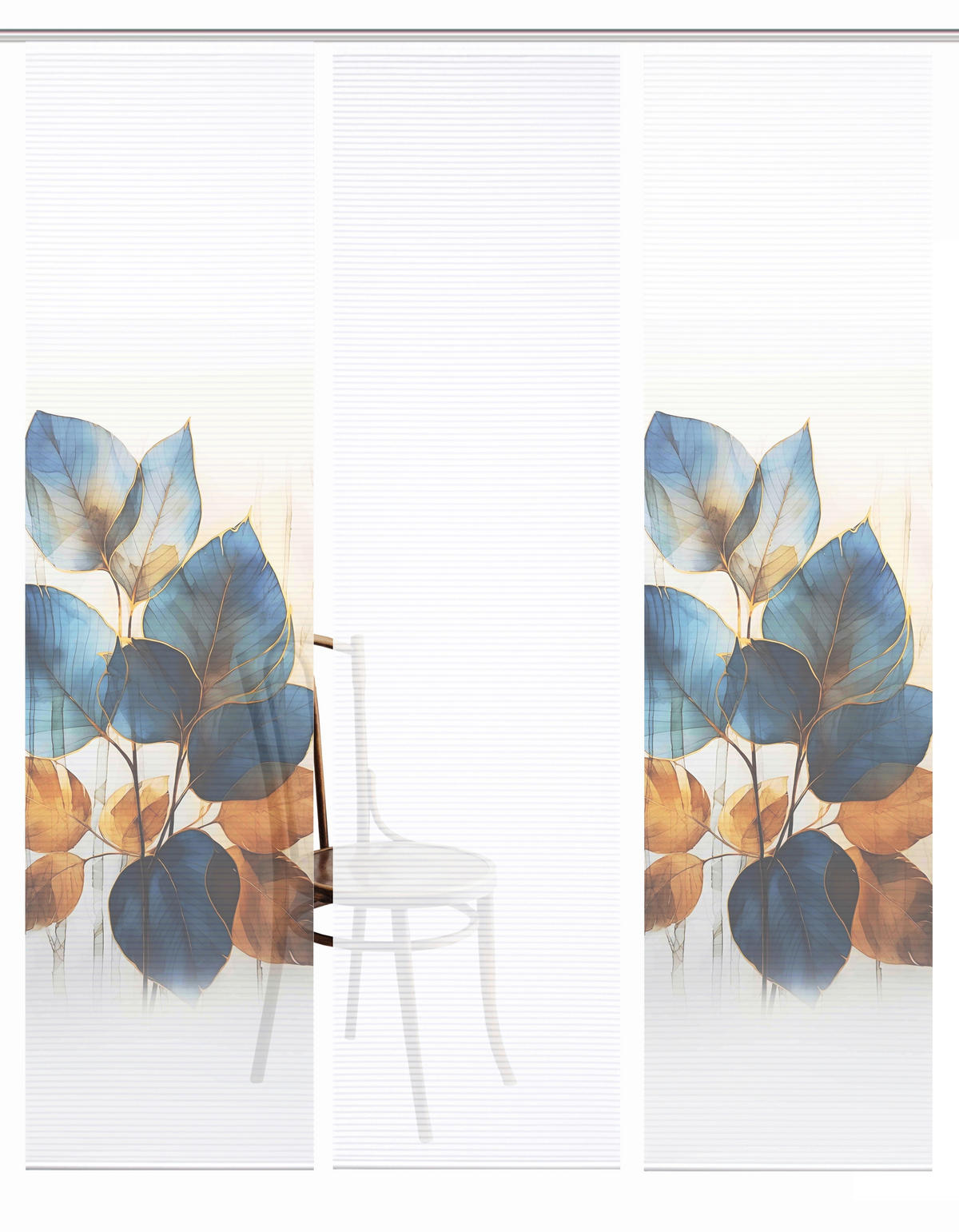 FLÄCHENVORHANG  3 Stück  blickdicht  60/245 cm   - Blau/Weiß, Natur, Textil (60/245cm)