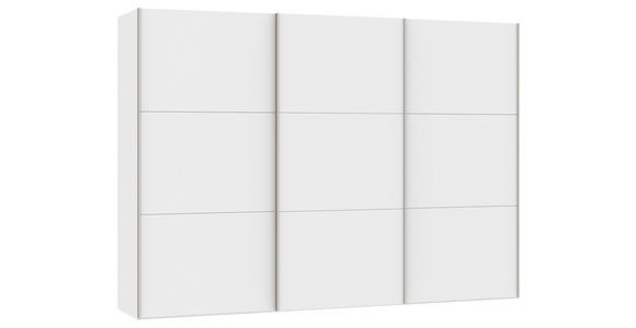SCHWEBETÜRENSCHRANK  in Weiß  - Edelstahlfarben/Weiß, Design, Holzwerkstoff (303/215/65cm) - Carryhome