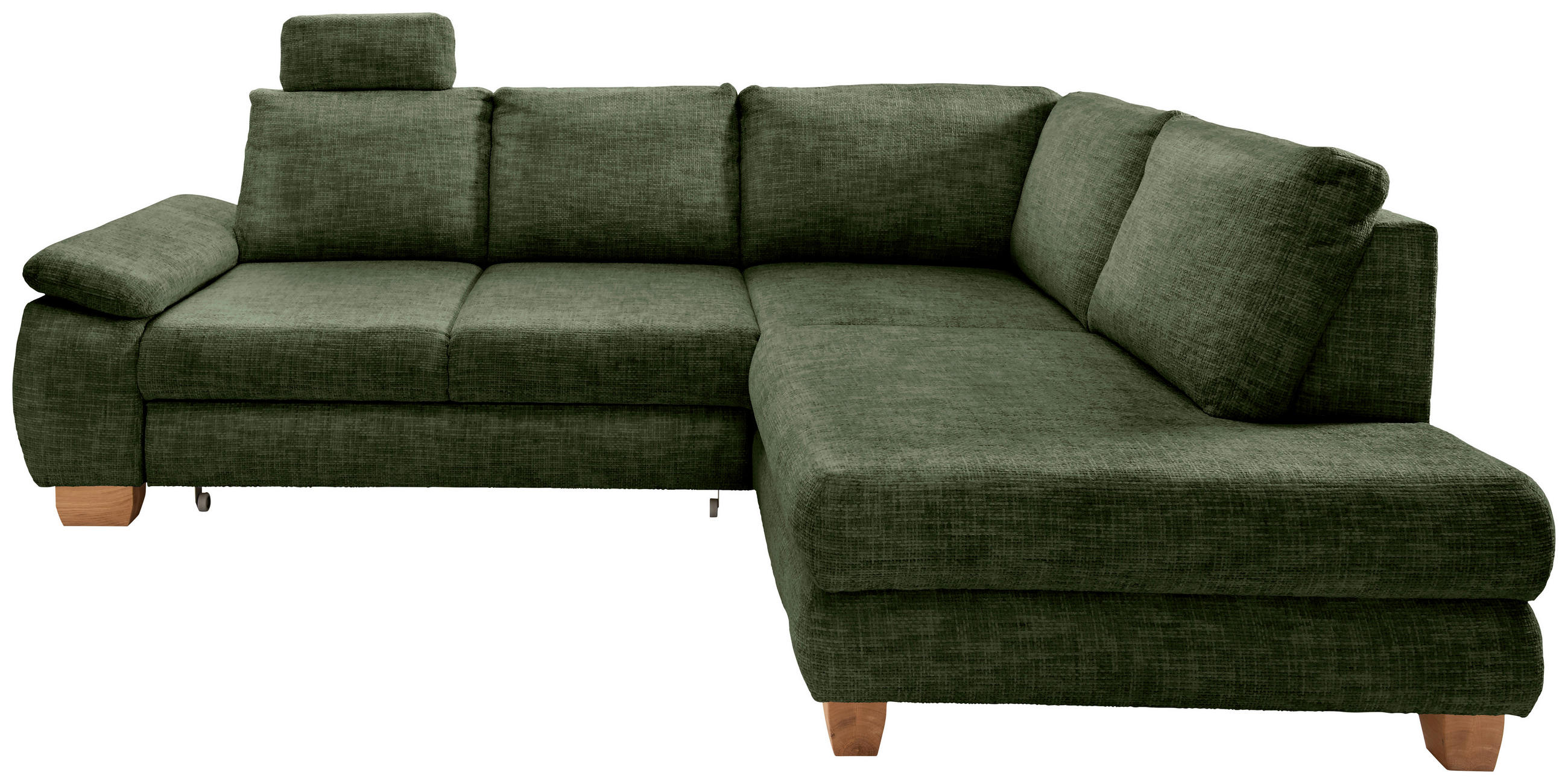 ECKSCHLAFSOFA in Struktur Dunkelgrün - Wildeiche/Dunkelgrün, Modern, Holz/Textil (265/206cm) - Livetastic