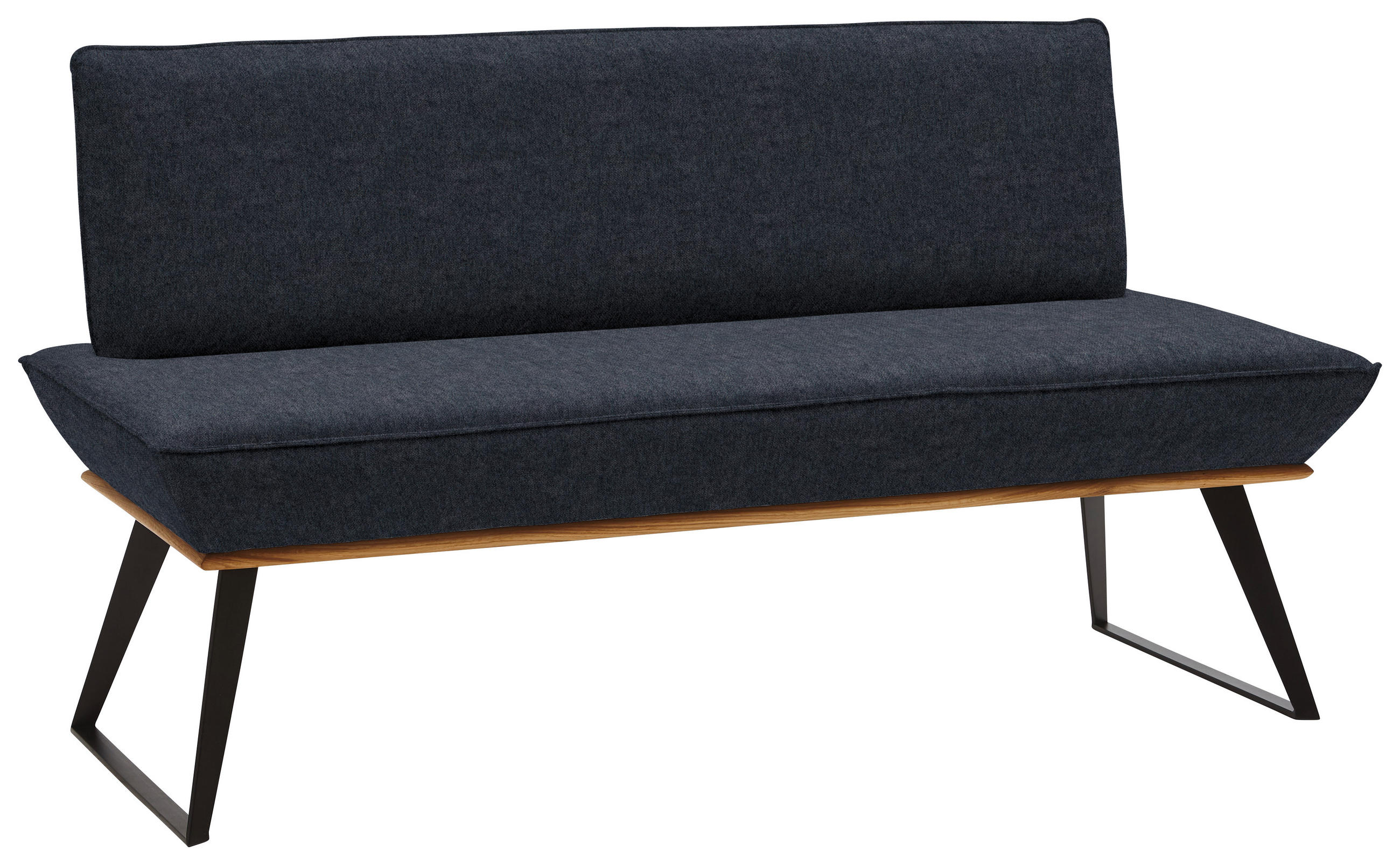 SITZBANK 160/87/64 cm Webstoff Eichefarben, Schwarz Eiche massiv Metall  - Eichefarben/Schwarz, Design, Holz/Textil (160/87/64cm) - Voleo