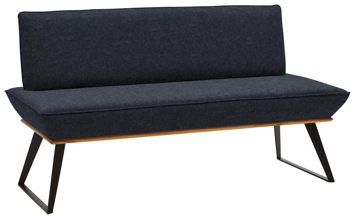 SITZBANK in Holz, Metall, Textil Schwarz, Eichefarben  - Eichefarben/Schwarz, Design, Holz/Textil (140/87/64cm) - Voleo