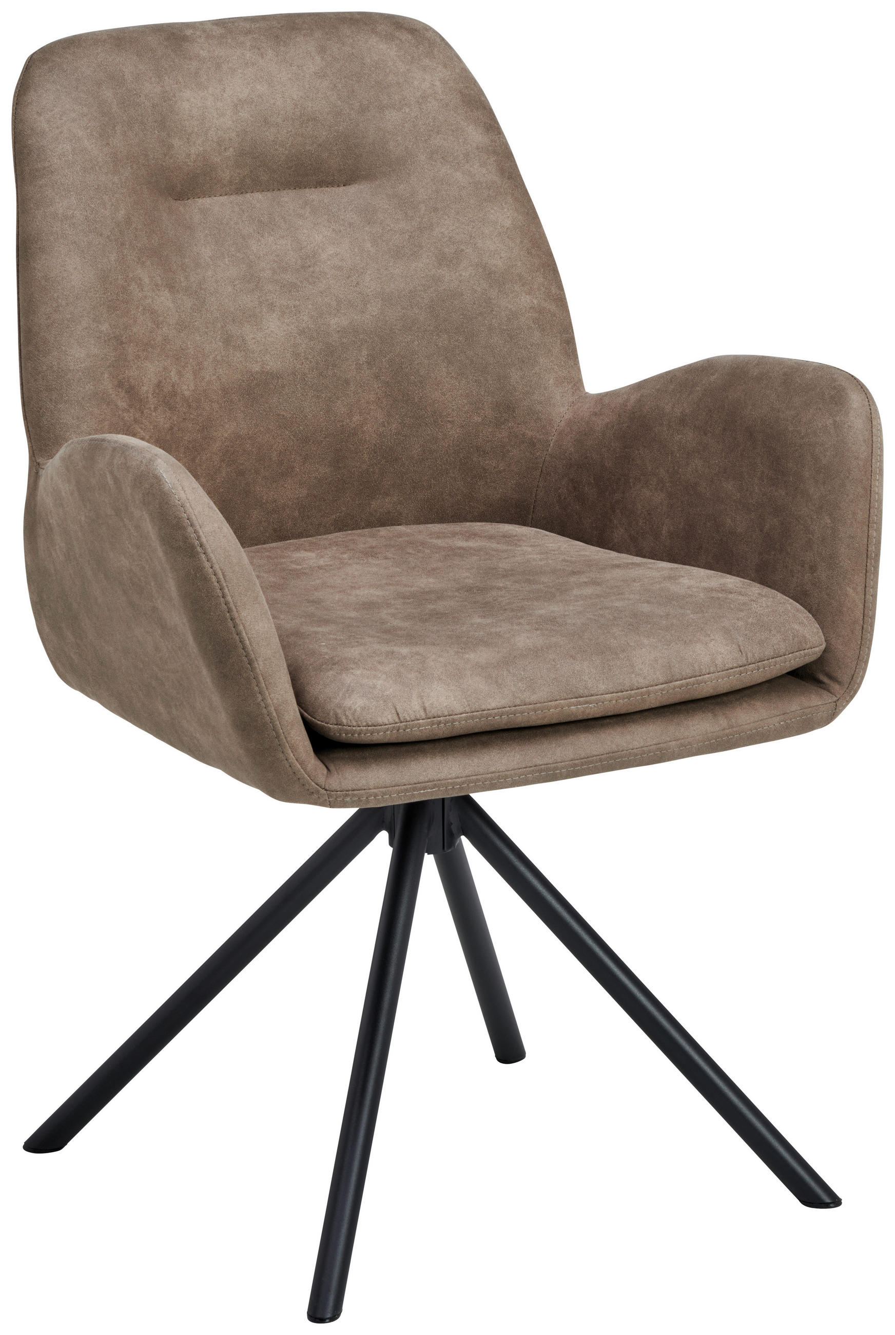 ARMLEHNSTUHL  Sitzfläche 360° drehbar, inklusive Armlehnen Webstoff  - Schwarz/Braun, Basics, Textil/Metall (60.5/88/62cm) - MID.YOU