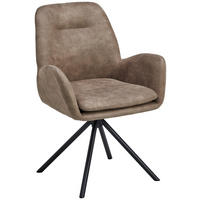 ARMLEHNSTUHL  Sitzfläche 360° drehbar, inklusive Armlehnen Webstoff  - Schwarz/Braun, Basics, Textil/Metall (60.5/88/62cm) - MID.YOU