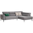 ECKSOFA in Feincord Anthrazit  280/205 cm  - Anthrazit/Schwarz, Design, Textil/Metall (280/205cm) - Xora