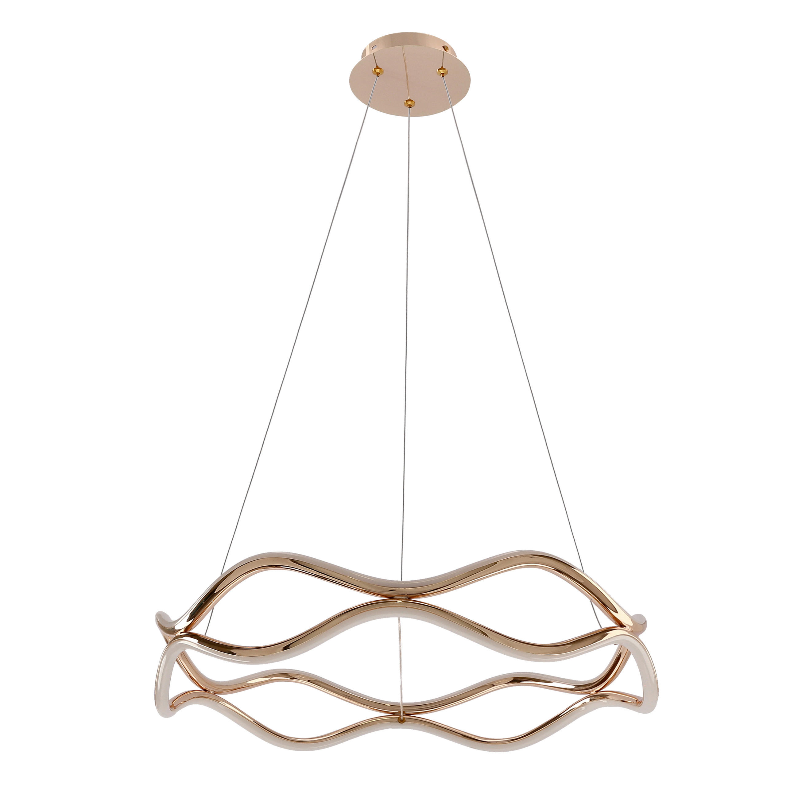 LED-PENDELLEUCHTE Vave 50/50/100 cm  - Weiß/Bronzefarben, Design, Kunststoff/Metall (50/50/100cm)
