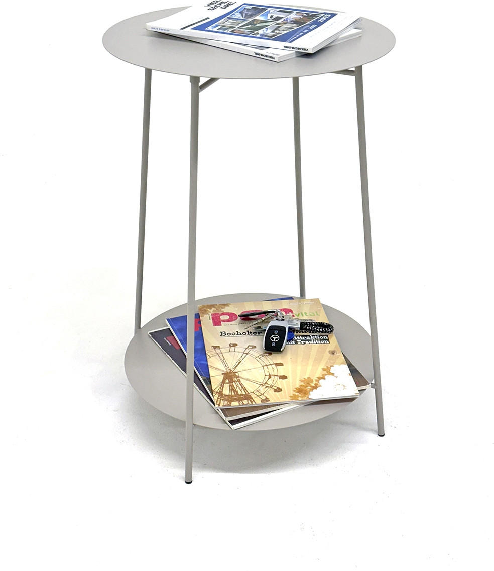 BEISTELLTISCH Hellgrau rund  - Hellgrau, Trend, Metall (45/60cm)