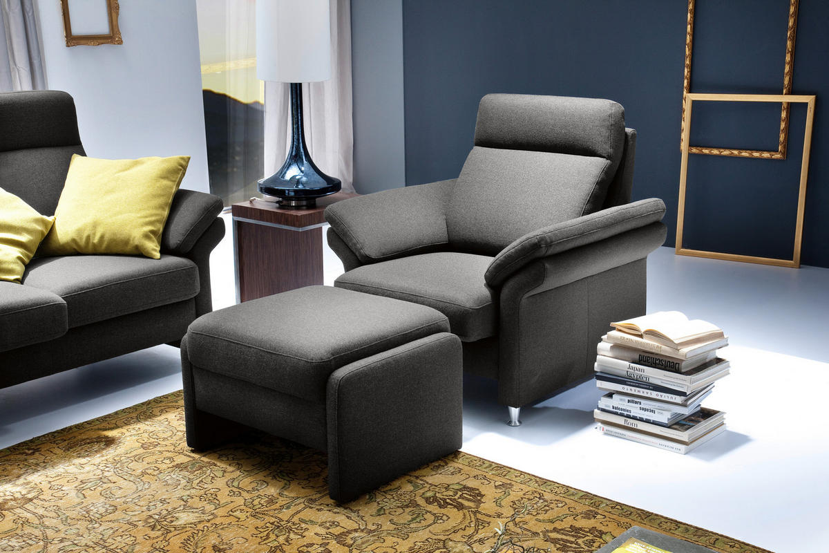 HOCKER in Textil, Holzwerkstoff Anthrazit  - Anthrazit/Schwarz, Modern, Holzwerkstoff/Kunststoff (70/47/60cm) - Pure Home Comfort