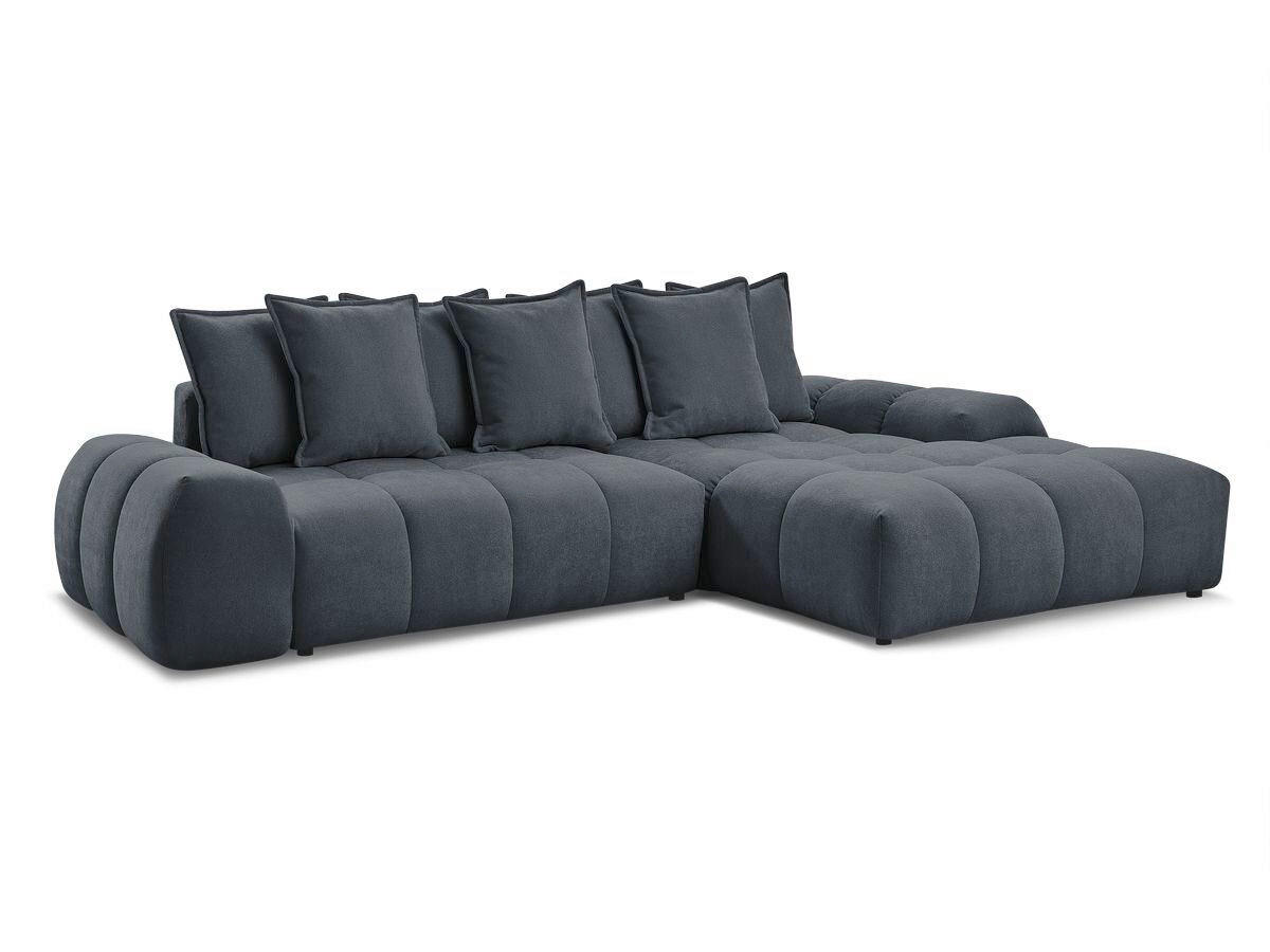 ECKSCHLAFSOFA EVEREST  mit Rücken echt, Armteil links, Armteil rechts Struktur Dunkelblau  - Schwarz/Dunkelblau, MODERN, Kunststoff/Textil (318/180cm) - Livetastic