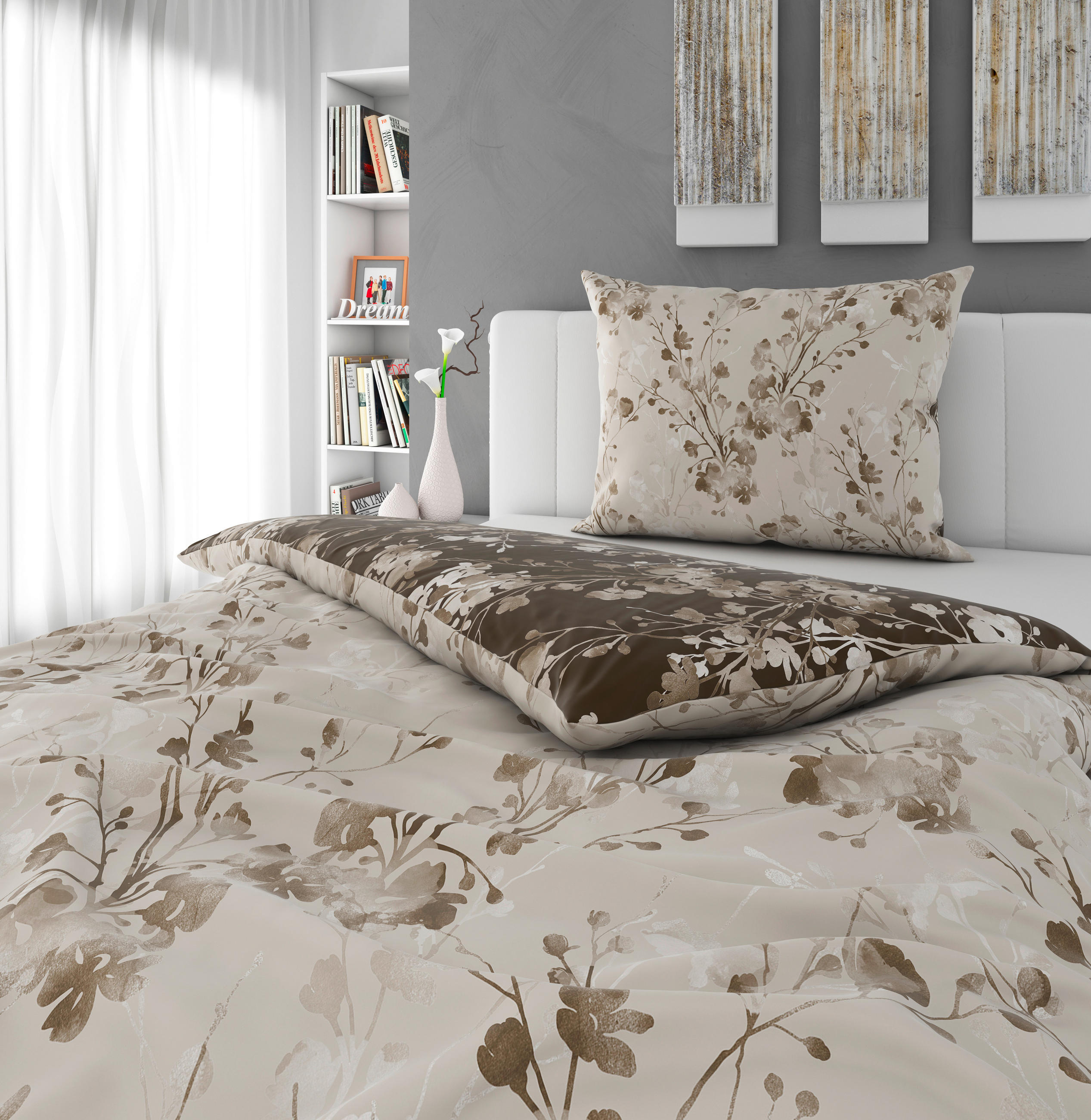 KÉTOLDALAS ÁGYNEMŰHUZAT 140/200 cm  - taupe, Konventionell, textil (140/200cm) - Esposa