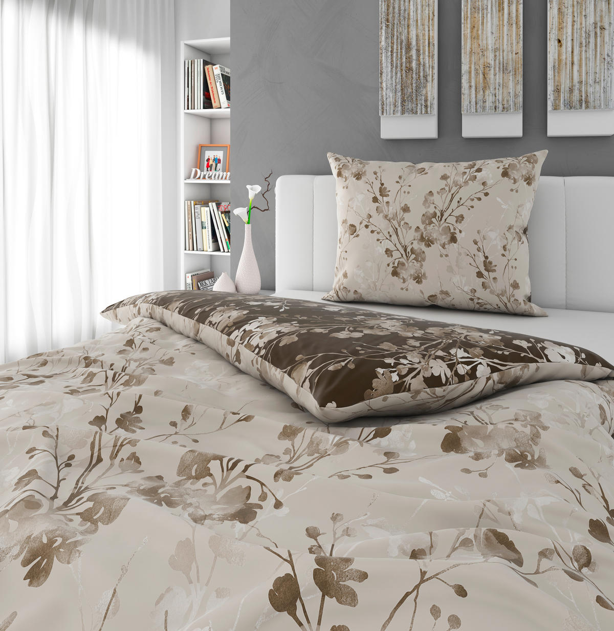 KÉTOLDALAS ÁGYNEMŰHUZAT 140/200 cm  - taupe, Konventionell, textil (140/200cm) - Esposa