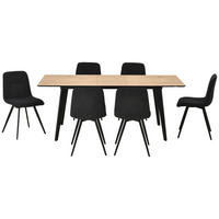 TISCHGRUPPE   - Eichefarben/Schwarz, Basics, Holz/Textil - Livetastic