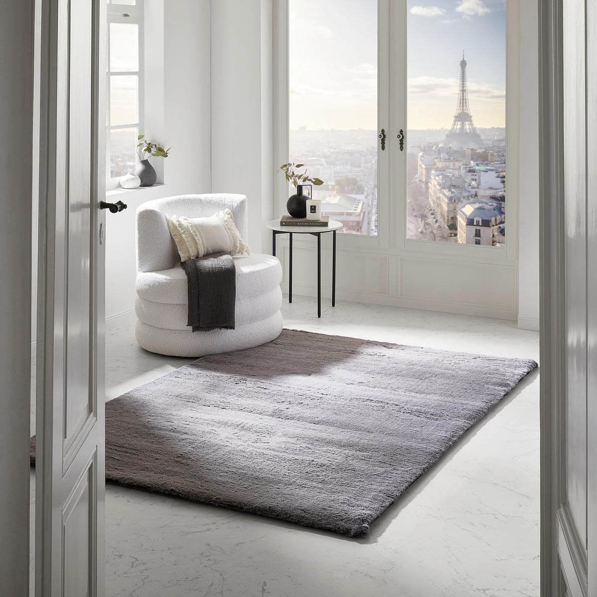 PREPROGA Z VISOKIM FLOROM Tenei  160/230 cm  taftano  srebrne barve  - srebrne barve, Design, tekstil (160/230cm) - Novel