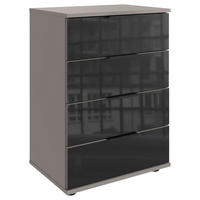 NACHTSCHRANK 52/74/38 cm  - Schwarz/Grau, KONVENTIONELL, Glas/Holzwerkstoff (52/74/38cm) - Boxxx