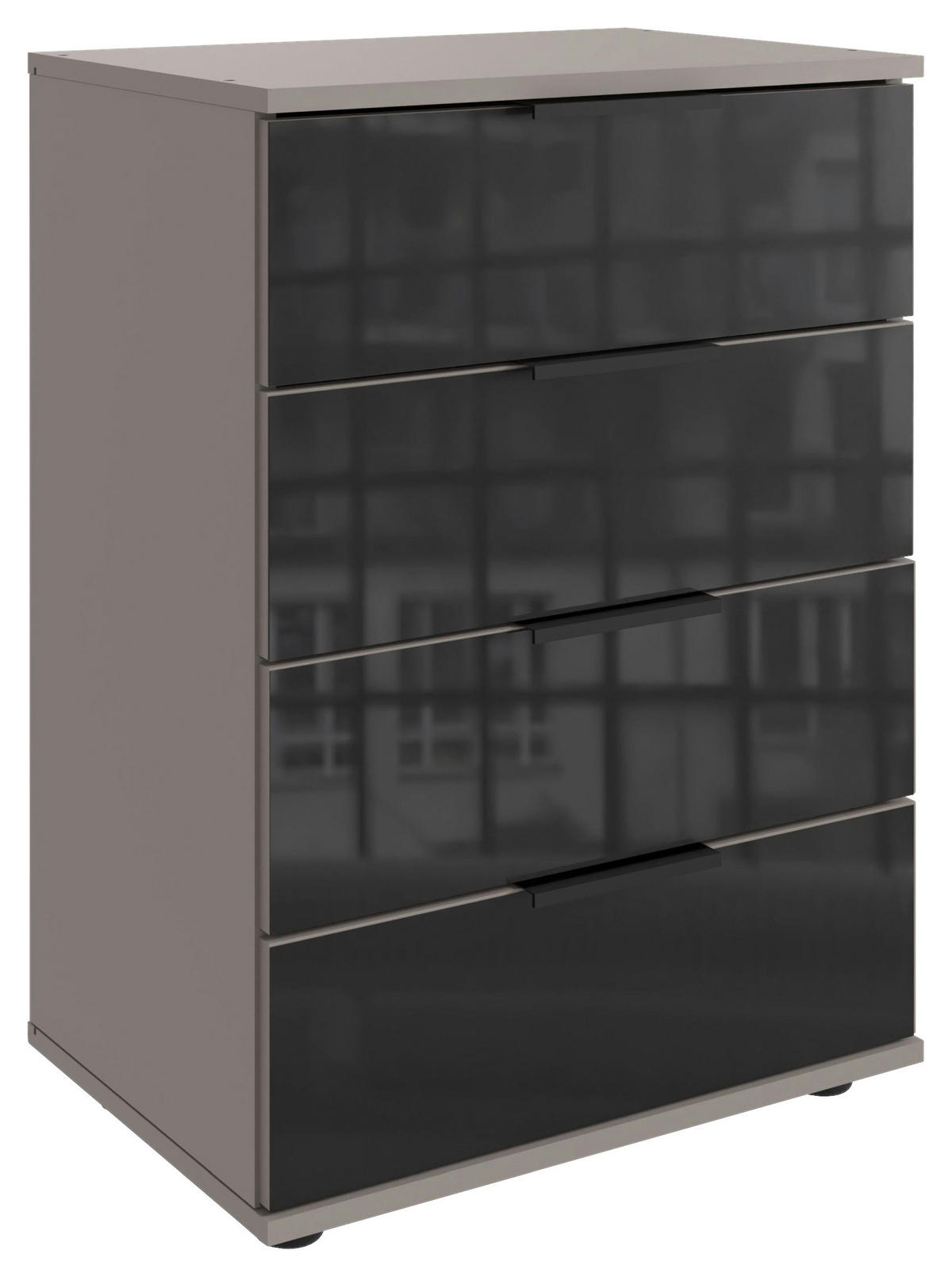 NACHTSCHRANK 52/74/38 cm  - Schwarz/Grau, KONVENTIONELL, Glas/Holzwerkstoff (52/74/38cm) - Boxxx