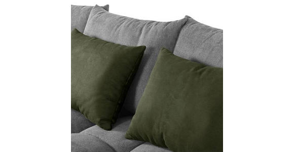 ECKSOFA in Flachgewebe Grau  - Dunkelgrün/Schwarz, KONVENTIONELL, Textil/Metall (291/175cm) - Carryhome