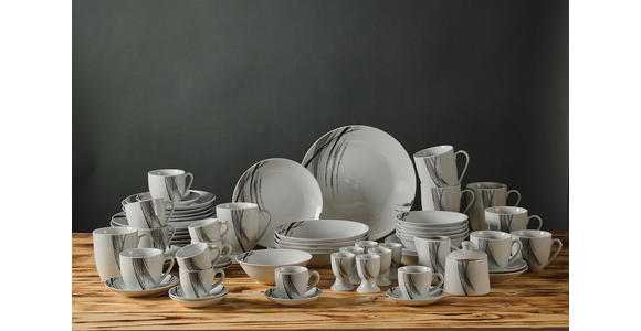 KOMBISERVICE Roma 62-teilig  - Schwarz/Weiß, Basics, Keramik - Novel