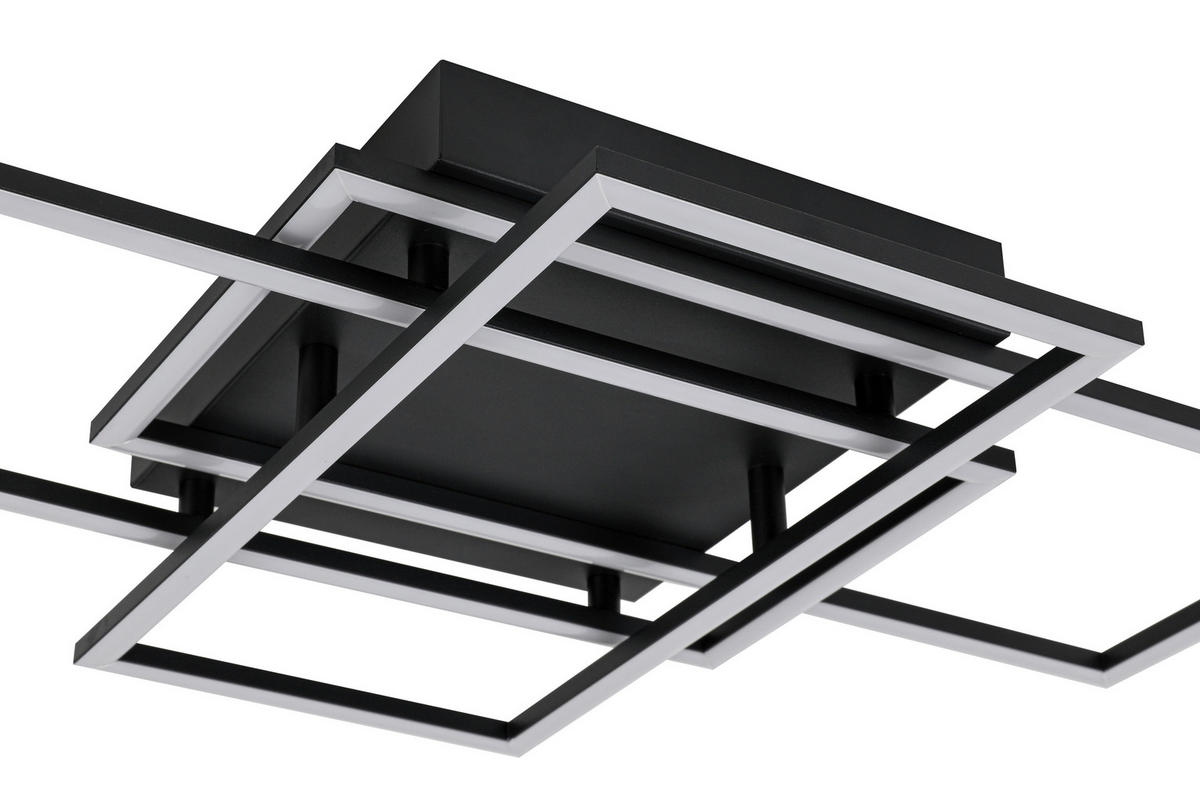 STROPNÍ LED SVÍTIDLO, 58/36/7,5 cm - černá, Design, kov/plast (58/36/7,5cm) - Novel