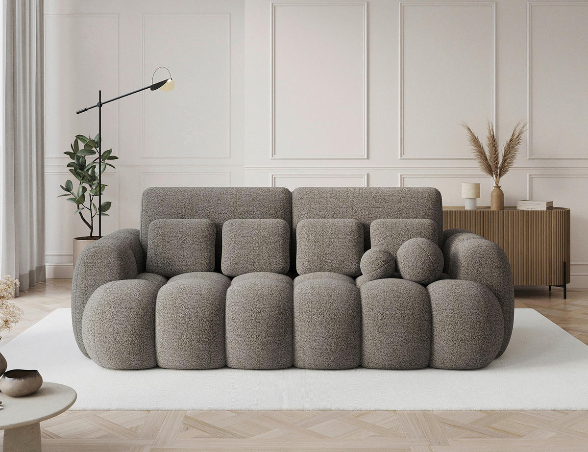 SCHLAFSOFA Bouclé Braun  - Schwarz/Braun, Design, Kunststoff/Textil (256/105/119cm) - MID.YOU
