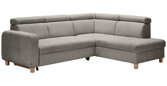 ECKSOFA in Samt Dunkelgrau  - Dunkelgrau, Natur, Holz/Textil (261/206cm) - Venda