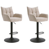 BARHOCKER-SET Creme, Beige Sitzfläche 360° drehbar, gepolsterte Armlehnen  - Beige/Creme, MODERN, Textil/Metall (52/98,5-113,5/53cm) - Livetastic