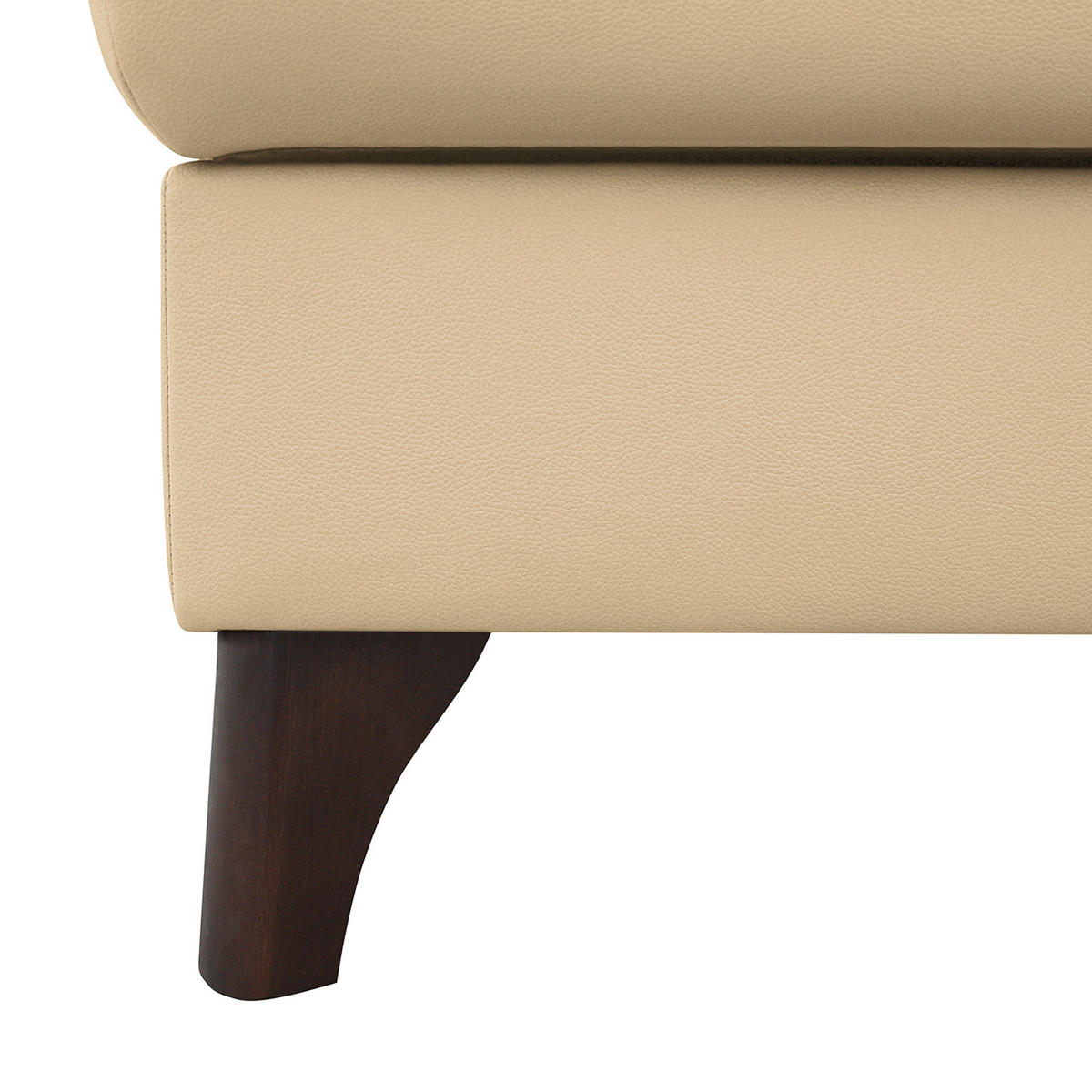ECKSOFA in Lederlook Echtleder Beige  - Beige/Buchefarben, Design, Leder/Holz (238/168cm) - Livetastic